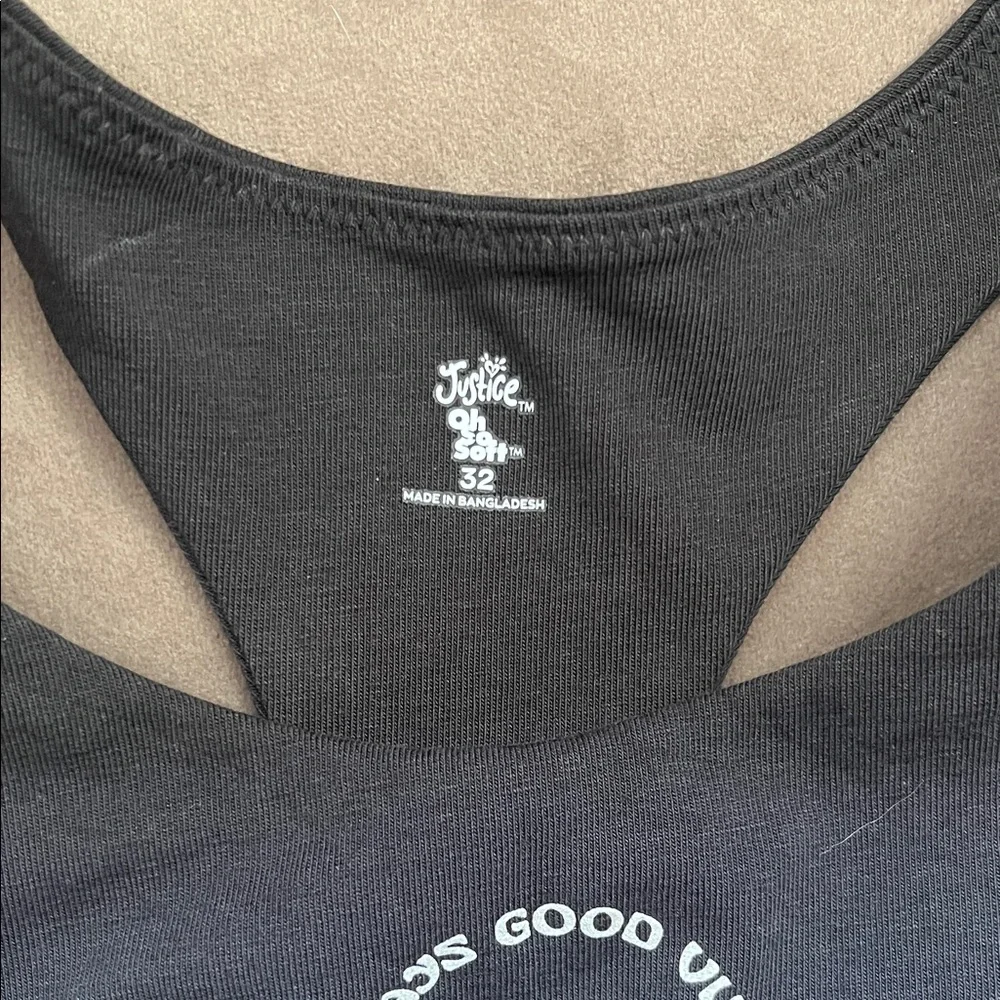 Justice Black Tank Top Good Vibes